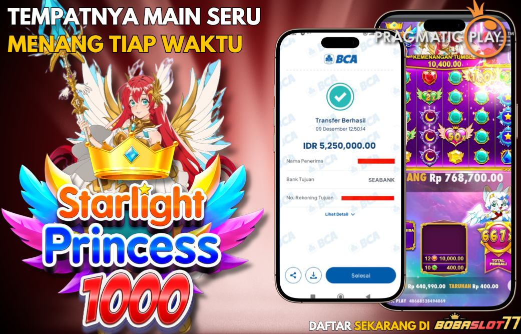 Selamat kepada user id : BU**29 Wede Rp 5.250.000 di Game STARLIGHT PRINCESS 1000 PRAGMATIC PLAY Cair Gk Sampe 1 Menit! Menang Mudah di Bobaslot77